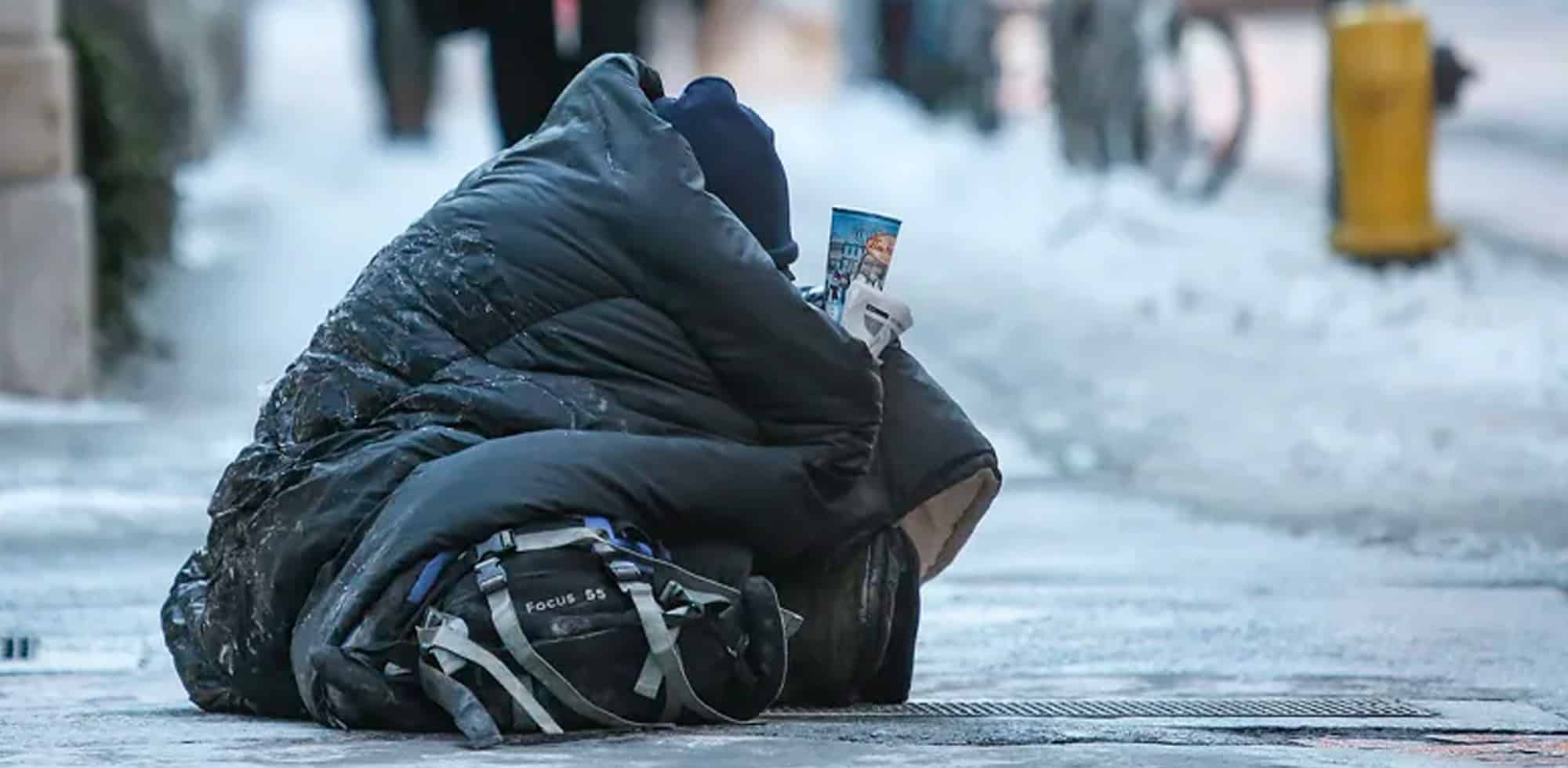 Homeless man in the cold
